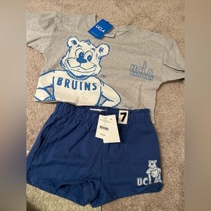 UCLA kids shirt crop top and shorts Size 7 Cotton On